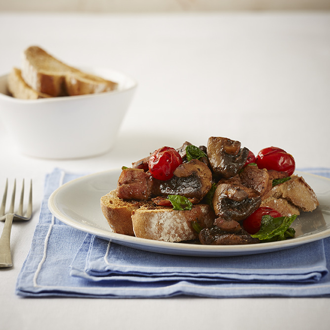 Pan-fried mushrooms with spinach & bacon